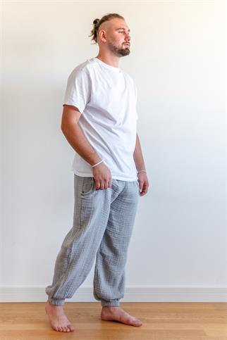 Lambert Müslin Lastikli Unisex Pantolon Gri