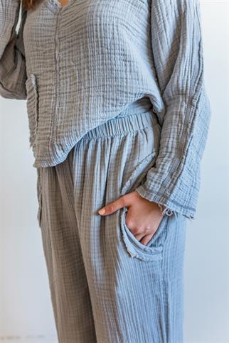 Lambert Müslin Lastikli Unisex Pantolon Gri