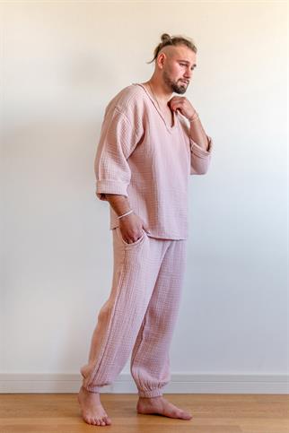 Lambert Müslin Lastikli Unisex Pantolon Pembe