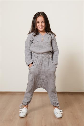 Lambert Müslin Unisex Çocuk Şalvar Gri