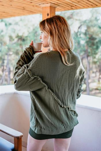 Luken Müslin Karma Kadın Sweat Koyu Yeşil