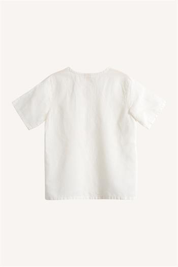 Mio Çocuk Keten Kanguru Tshirt Beyaz