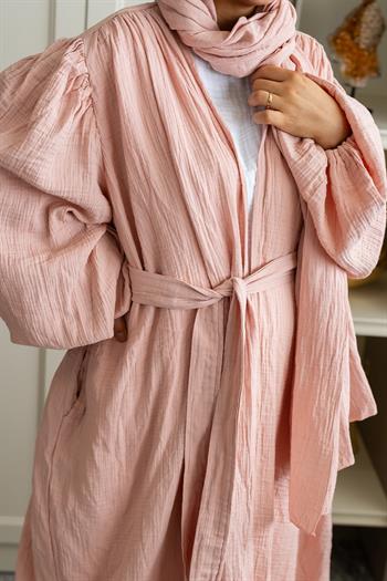 Ravi Müslin Hac & Umre Kimono Takım Pembe