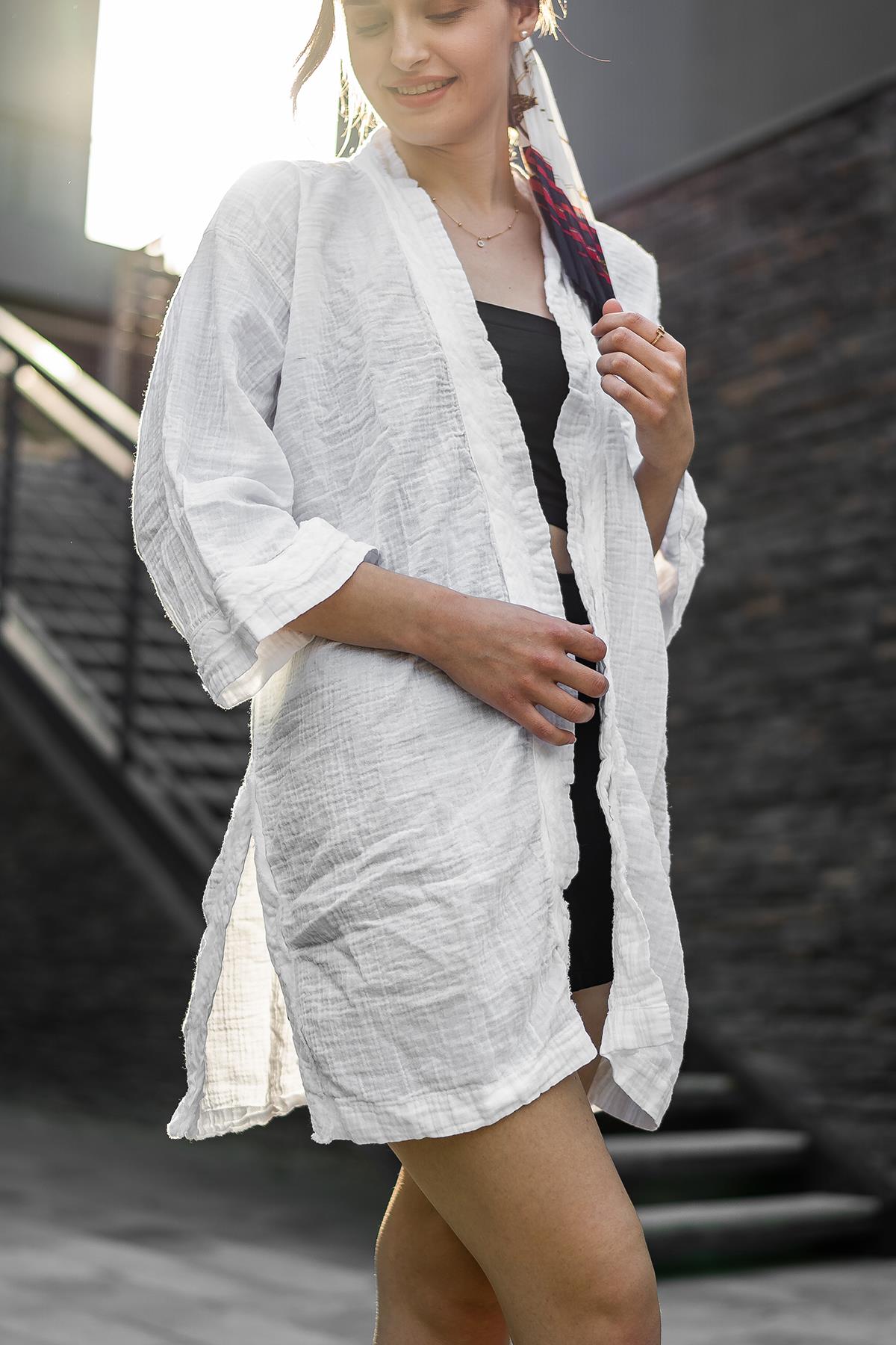 Blaze  Müslin Kimono Beyaz