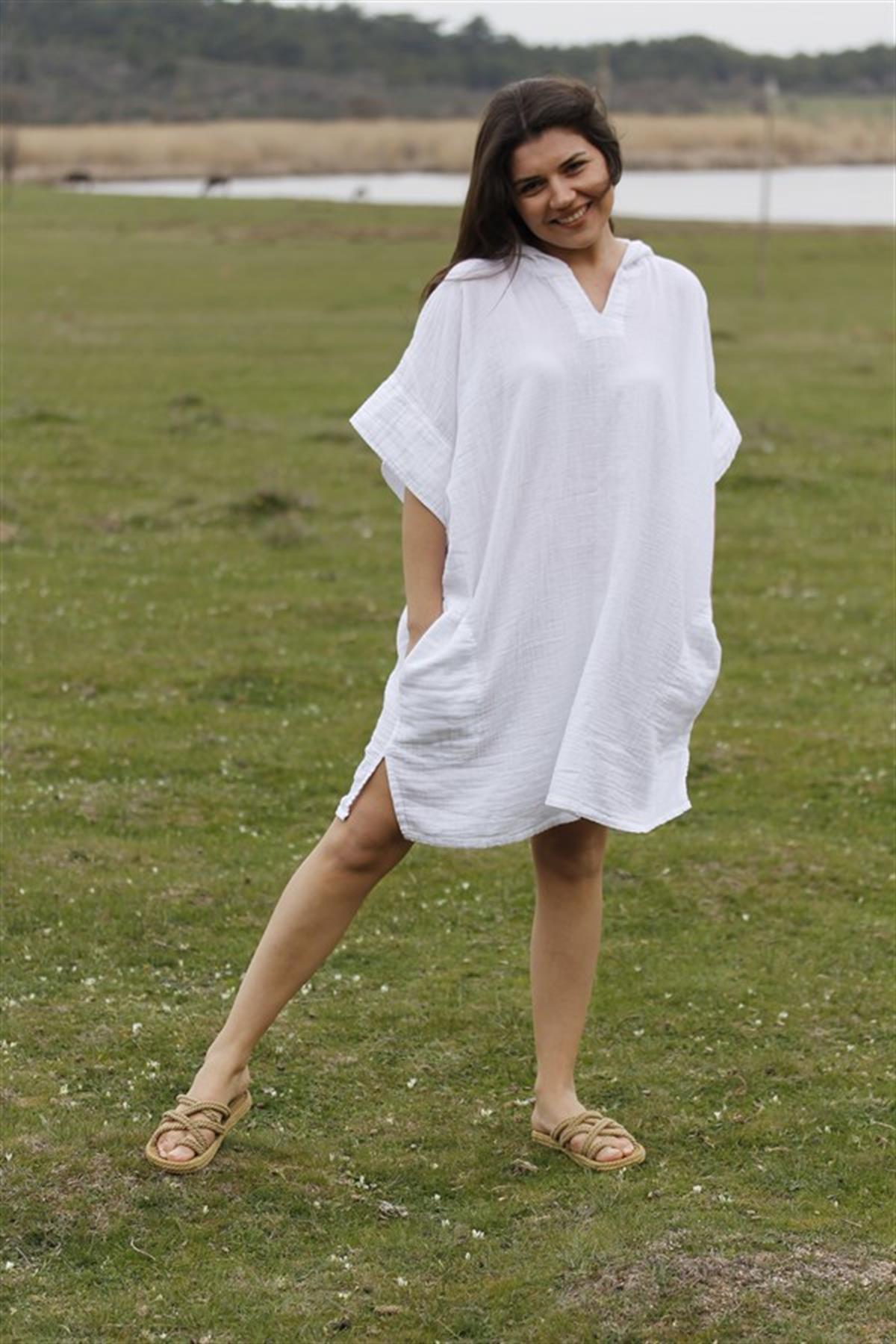 Malina Müslin Unisex Panço Beyaz