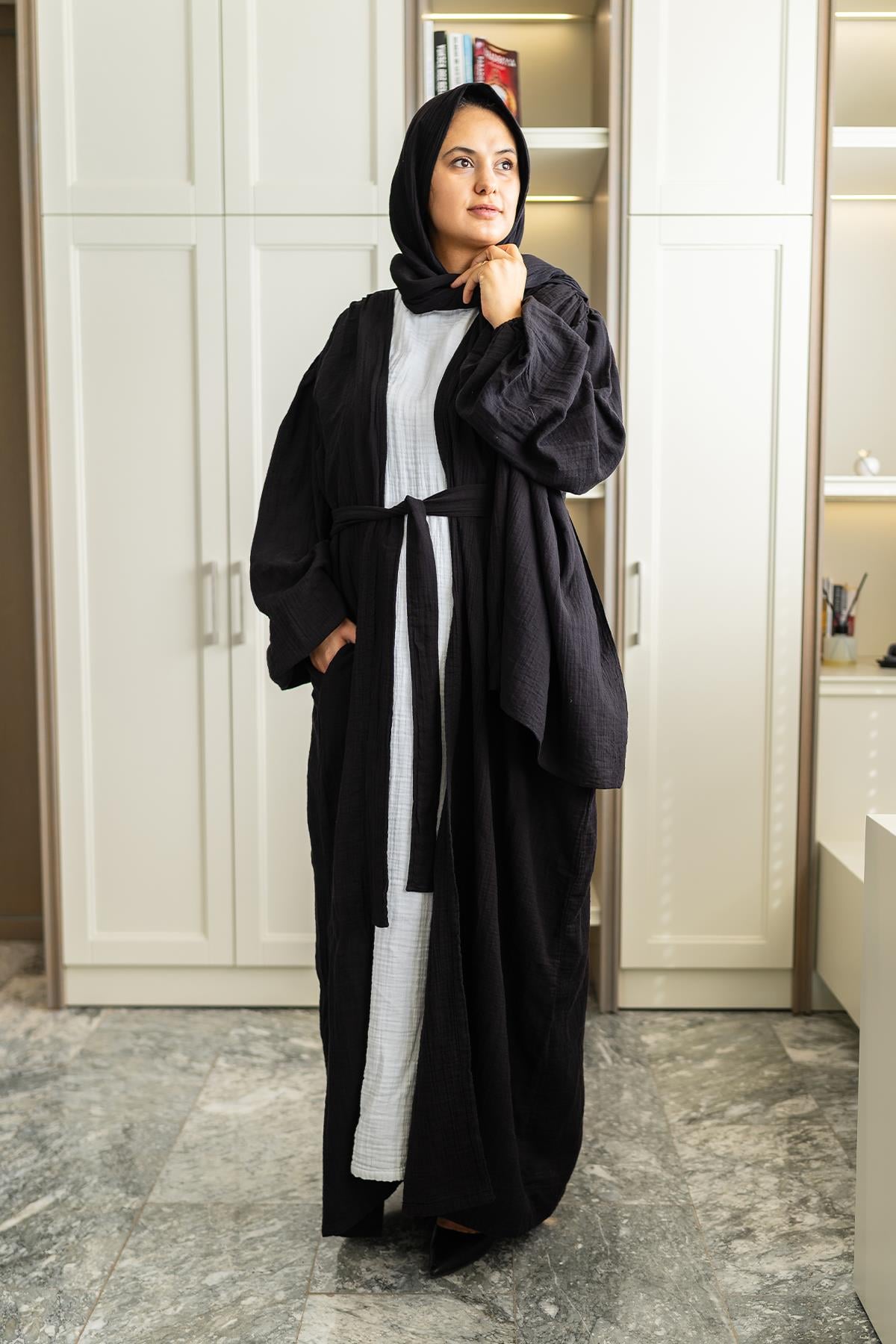 Ravi Müslin Kimono Takım Siyah