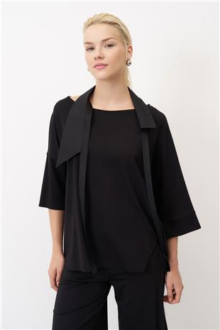 Arka Boyun Düğme Detay Kadın Bluz