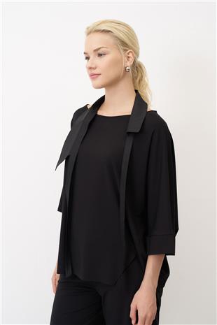 Arka Boyun Düğme Detay Kadın Bluz