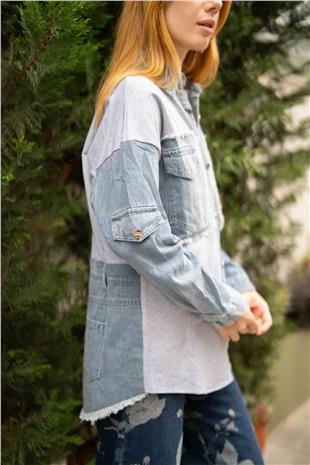 Arka Cep Detay Jean Gömlek