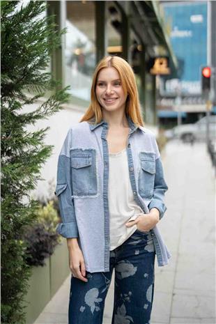 Arka Cep Detay Jean Gömlek