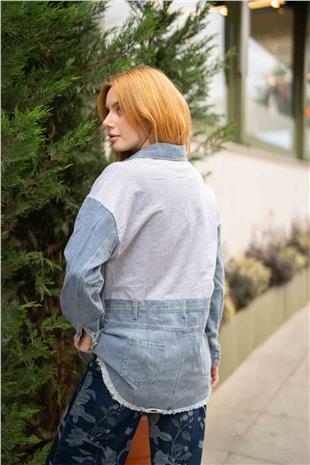 Arka Cep Detay Jean Gömlek