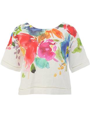 Arka Düğme Detay Kısa Kol Kadın Bluz