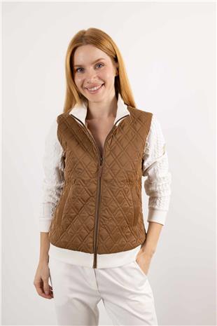 Baklava Desenli Kolları Kabartma Detaylı İki Renkli Ceket