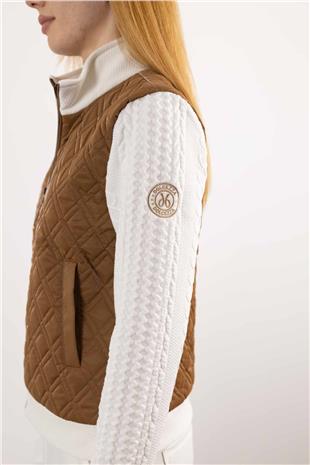 Baklava Desenli Kolları Kabartma Detaylı İki Renkli Ceket