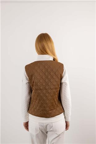 Baklava Desenli Kolları Kabartma Detaylı İki Renkli Ceket