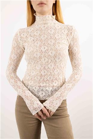 Balıkçı Yaka Detaylı Örgülü Bluz