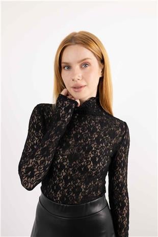 Balıkçı Yaka Detaylı Örgülü Bluz