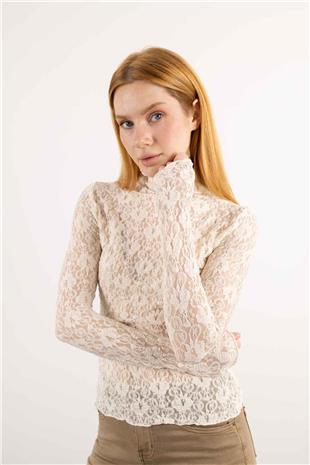 Balıkçı Yaka Detaylı Örgülü Bluz