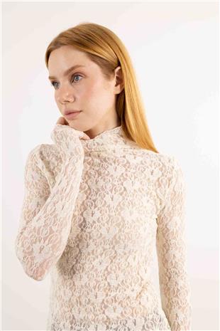 Balıkçı Yaka Detaylı Örgülü Bluz