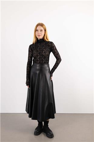 Balıkçı Yaka Detaylı Örgülü Bluz