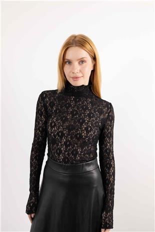 Balıkçı Yaka Detaylı Örgülü Bluz