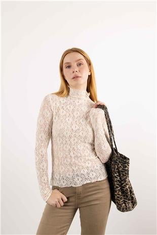 Balıkçı Yaka Detaylı Örgülü Bluz