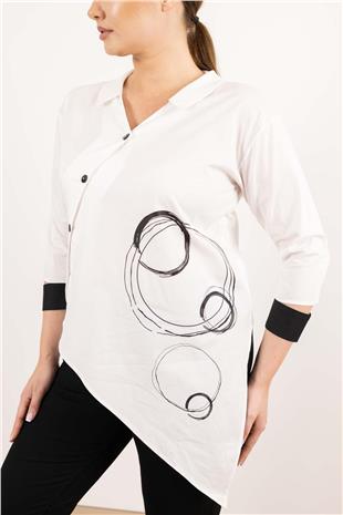 Baskı Ve Yarasa Detaylı Uzun Kollu Gömlek