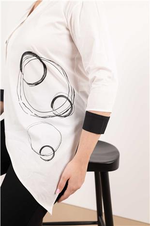 Baskı Ve Yarasa Detaylı Uzun Kollu Gömlek