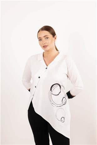 Baskı Ve Yarasa Detaylı Uzun Kollu Gömlek