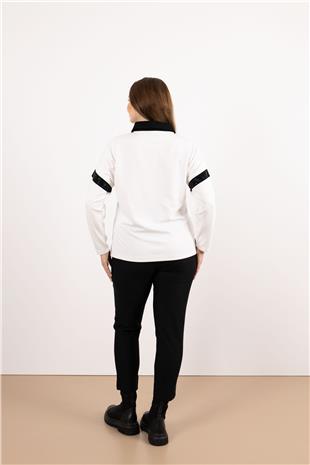 Bel Bağlama Detay Paça Taş Baskılı Pantolon