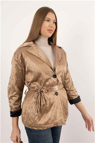 Bel Bağlama Detay V Yaka Ceket