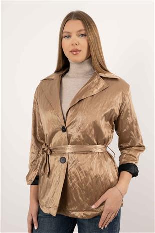 Bel Bağlama Detay V Yaka Ceket