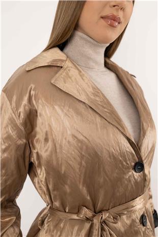 Bel Bağlama Detay V Yaka Ceket