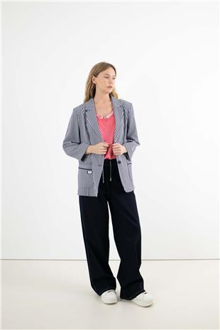 Bel Bağlama Ve Çizgi Detaylı Kot Pantolon