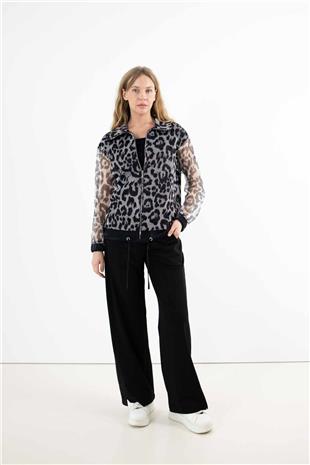 Bel File Detaylı Likralı Bol Paça Pantolon