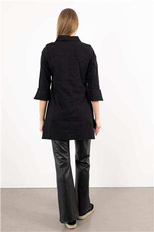 Bel Kemer Detaylı Deri Pantolon