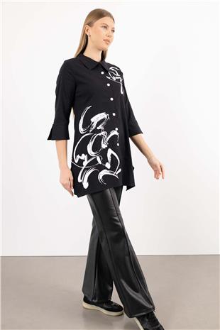 Bel Kemer Detaylı Deri Pantolon