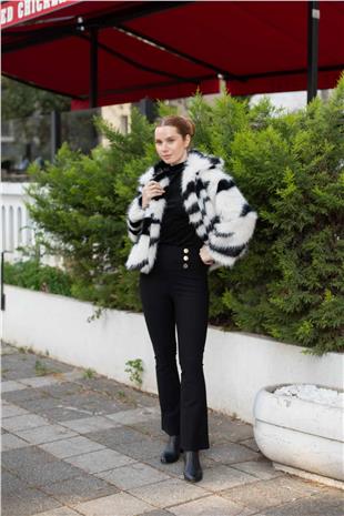 Bel Lastik Detay Düğmeli Pantolon