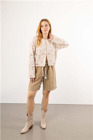 Bel Lastik Detaylı  Bağlamalı Paçası Pileli Pantolon