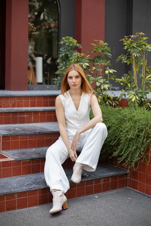 Bel Lastik Detaylı Bol Paça Pantolon