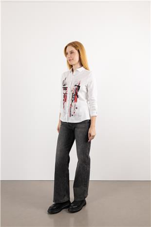 Bel Lastik Detaylı Bol Paça Pantolon