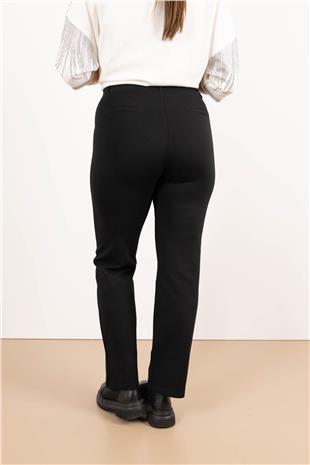 Bel Lastik Detaylı Likralı Bol Paça Pantolon