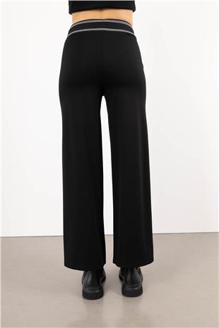 Bel Lastik Şerit Detay Bağlamalı Likralı Pantolon