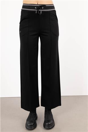 Bel Lastik Şerit Detay Bağlamalı Likralı Pantolon