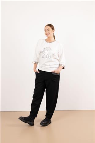 Bel Lastik Ve Bağlama Detaylı Likralı Pantolon