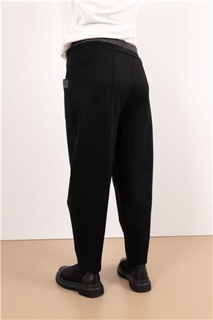 Bel Lastik Ve Bağlama Detaylı Likralı Pantolon