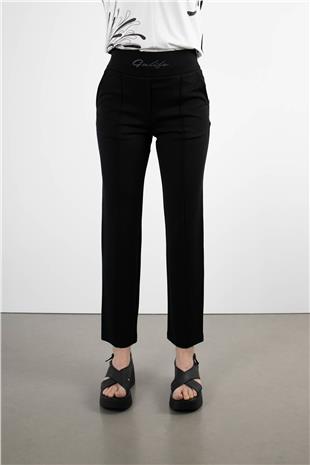Bel Lastik Ve Yazı Detay  Cepli  Dikişli Pantolon