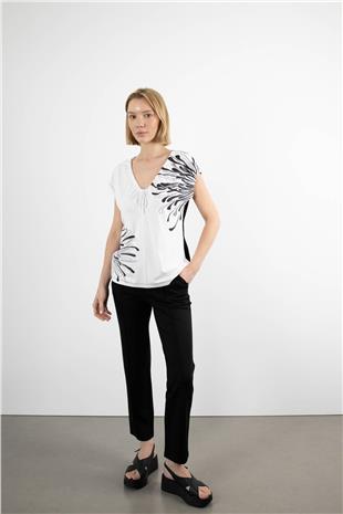 Bel Lastik Ve Yazı Detay  Cepli  Dikişli Pantolon