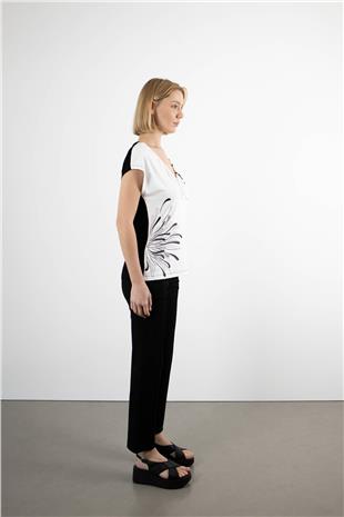 Bel Lastik Ve Yazı Detay  Cepli  Dikişli Pantolon