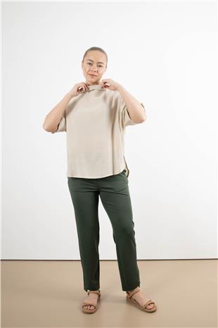 Bel Lastik Ve Yazı Detaylı Paça Çıtçıtlı Pantolon